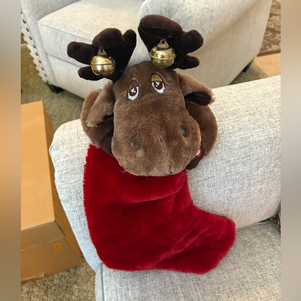 Reindeer Christmas Stocking - Sings & Lights Up